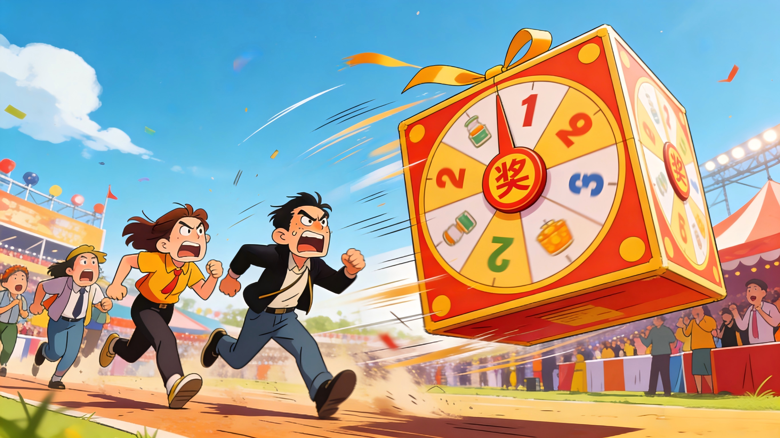 户外活动大型社死现场！风太大把抽奖箱吹飞，还好我救场及时😂