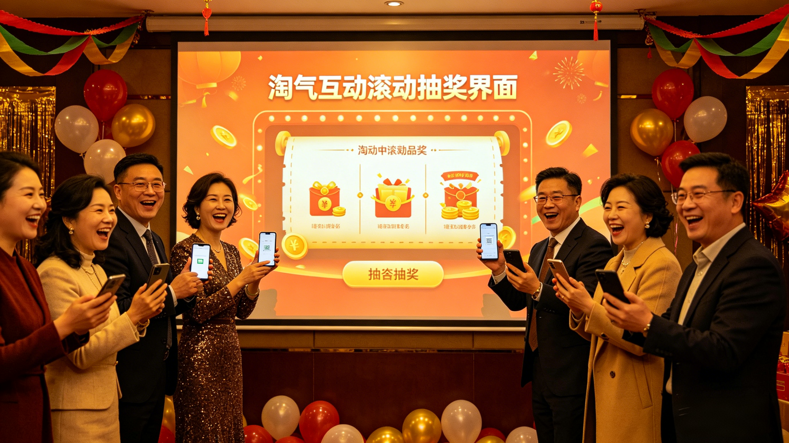 淘气互动活动现场大屏滚动抽奖系统助力客户答谢会，快速暖场流程顺，网页操作不踩坑！