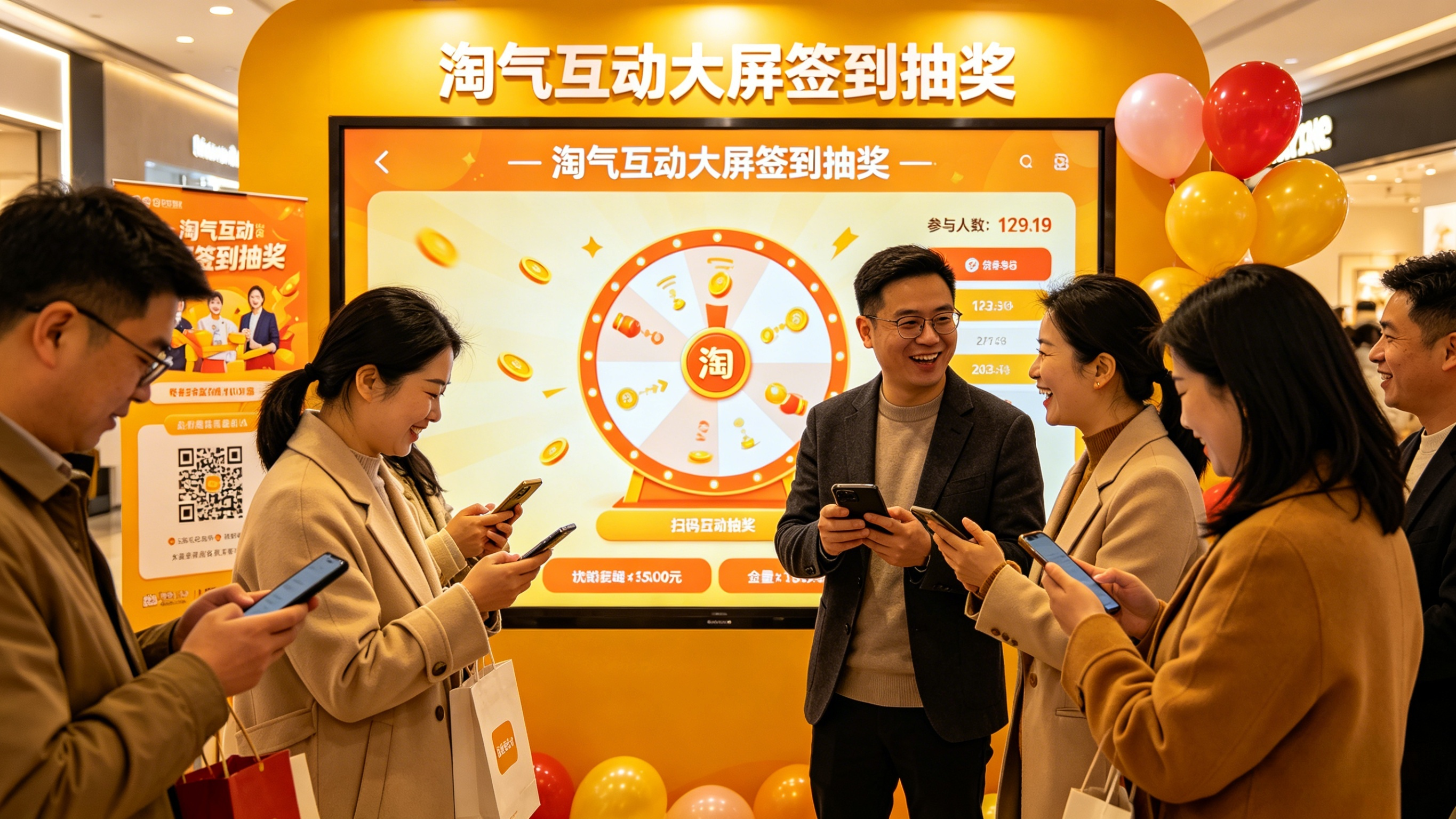 淘气互动让节日促销活动现场大屏签到抽奖系统变简单，不冷场又稳定不卡顿！