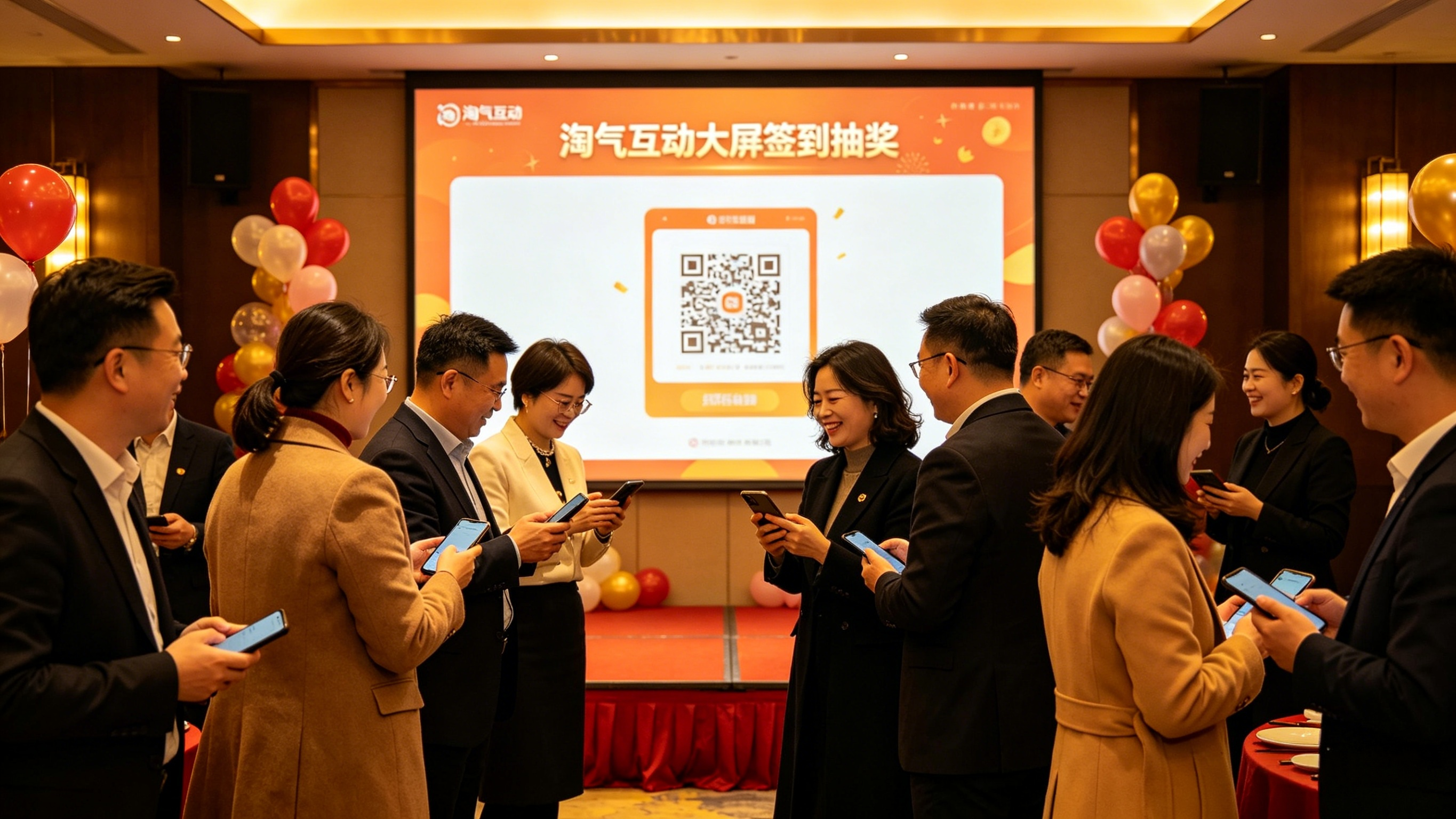 企业庆典策划必看：淘气互动活动现场大屏签到抽奖系统，超吸睛 + 稳定不卡顿双优势！