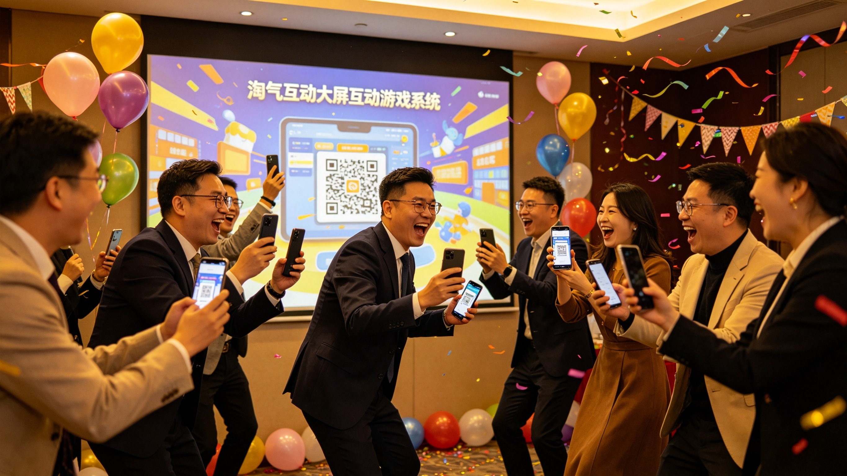 淘气互动助力客户答谢会：活动现场大屏互动游戏系统超吸睛，网页操作！