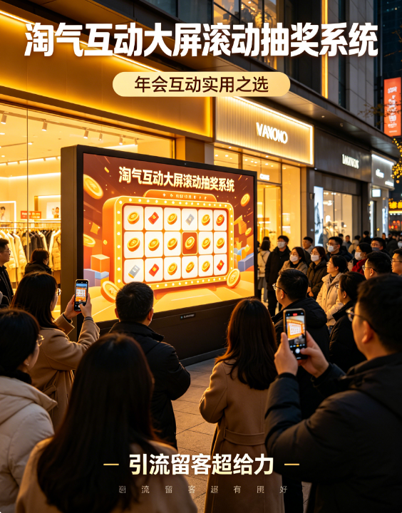 年会互动要实用？淘气互动大屏滚动抽奖系统，引流留客超给力！