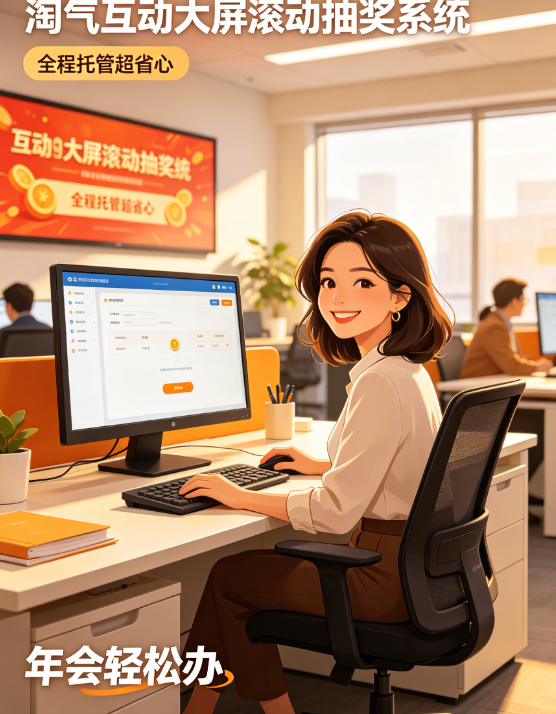 年会想办得轻松？淘气互动大屏滚动抽奖系统，全程托管超省心！
