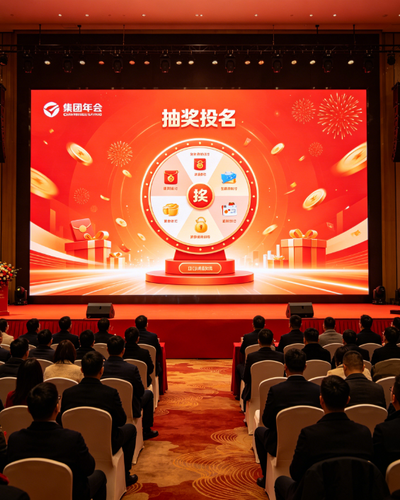 年会想办出特色？淘气互动大屏滚动抽奖系统，品牌元素植入超自然！