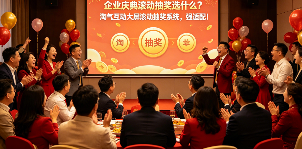 企业庆典滚动抽奖选什么？淘气互动大屏滚动抽奖系统，强适配！