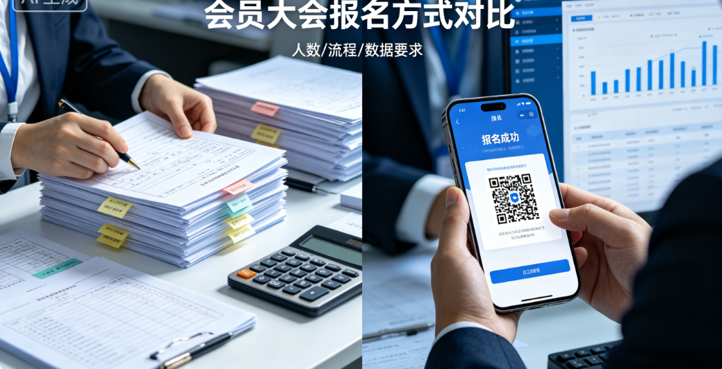 会员大会选手工报名收集还是线上报名表？要看人数、流程和数据要求，淘气互动这样看