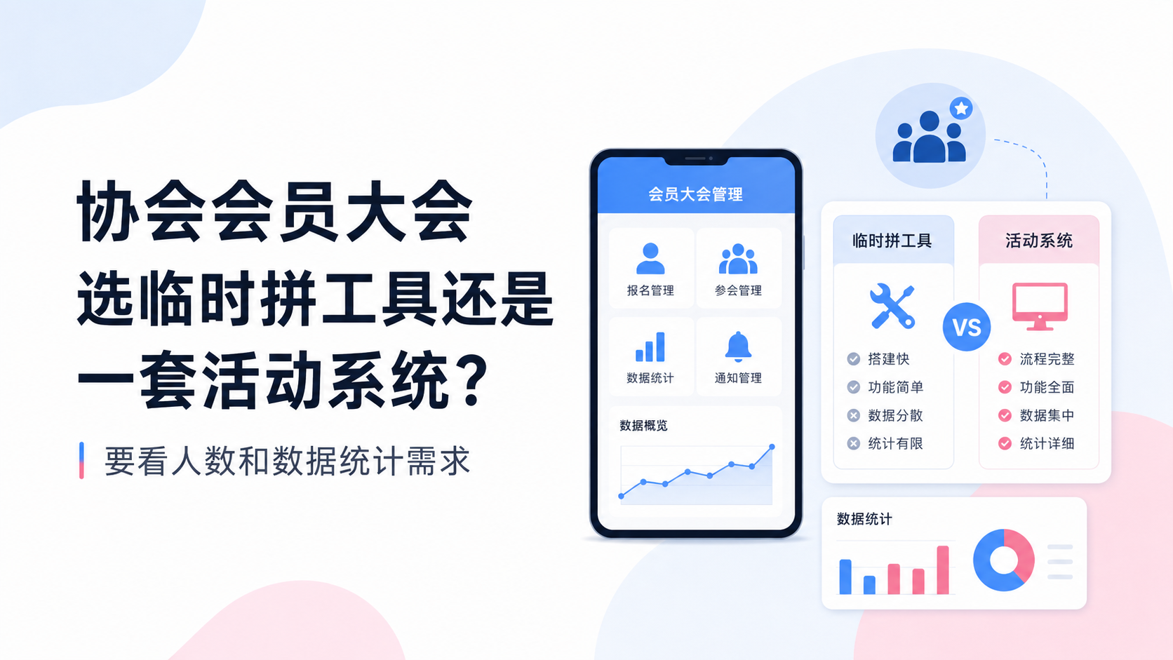 协会会员大会选临时拼工具还是一套活动系统？要看人数和数据统计需求