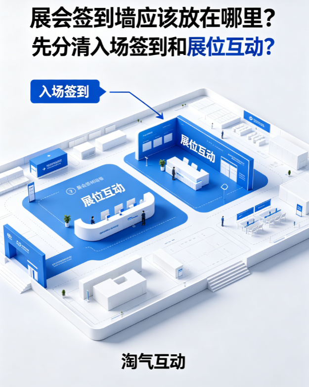 展会签到墙应该放在哪里？先分清入场签到和展位互动