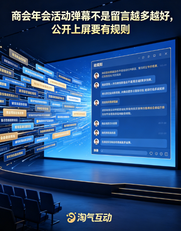 商会年会活动弹幕不是留言越多越好，公开上屏要有规则