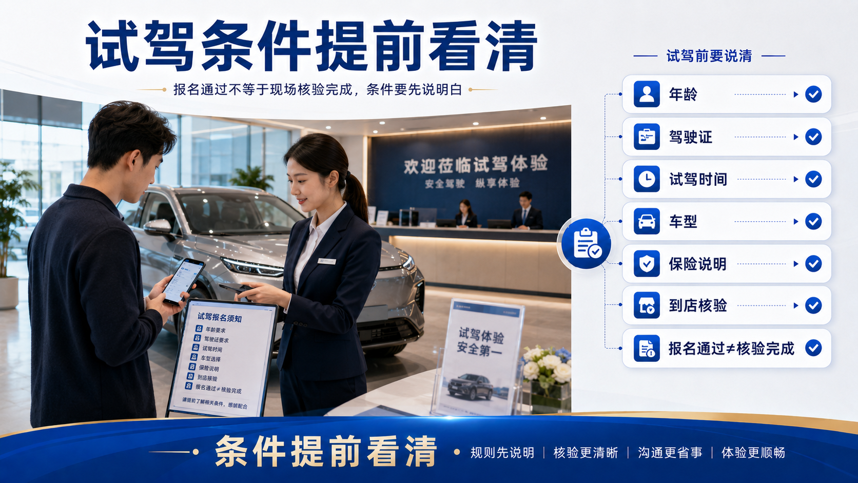 4S店试驾报名通过前，哪些条件必须让客户看明白？