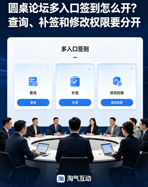 圆桌论坛多入口签到怎么开？查询、补签和修改权限要分开