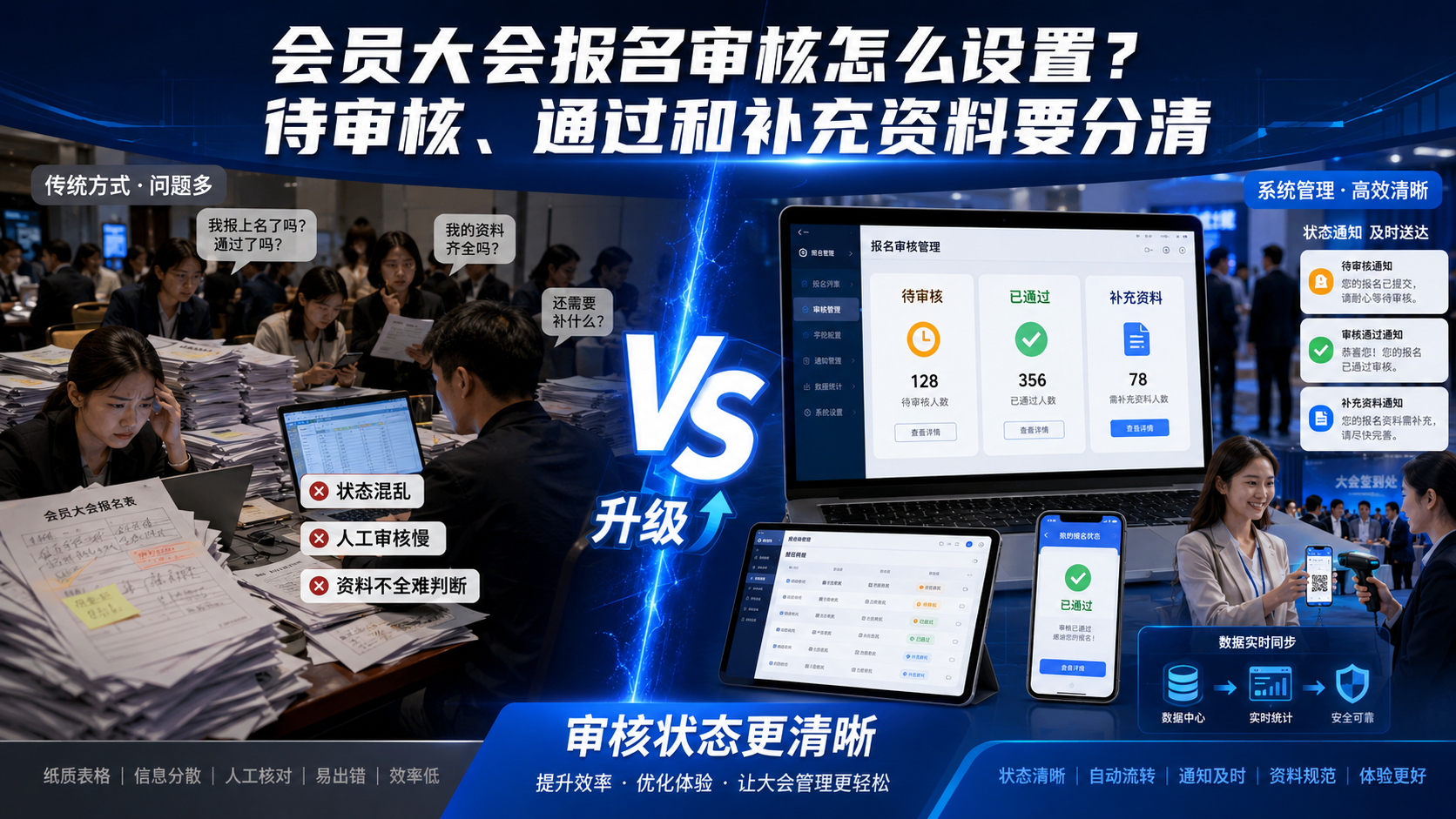 会员大会报名审核怎么设置？待审核、通过和补充资料要分清