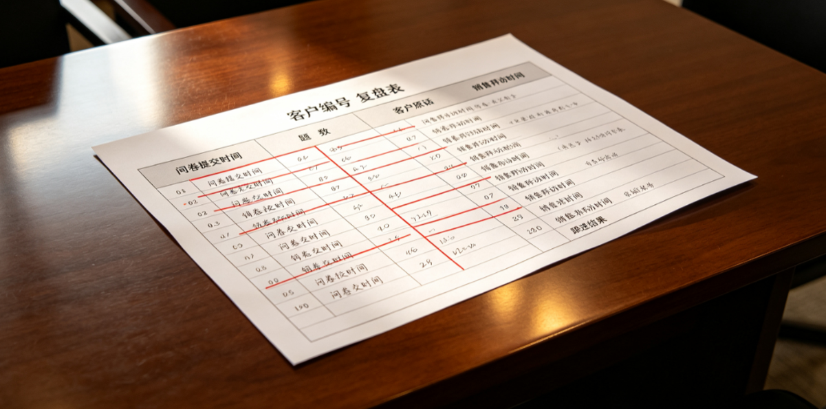 客户答谢会问卷与销售跟进结果不一致，复盘时并列记录