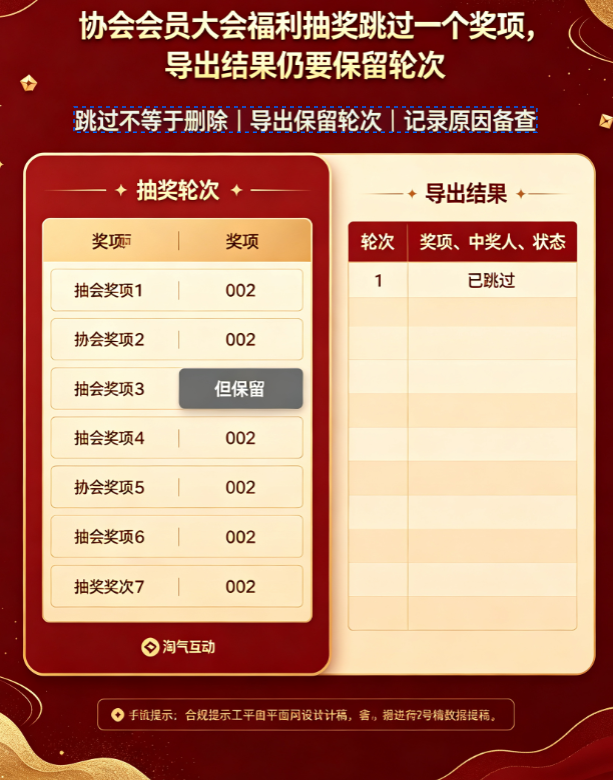 协会会员大会福利抽奖跳过一个奖项，导出结果仍要保留轮次