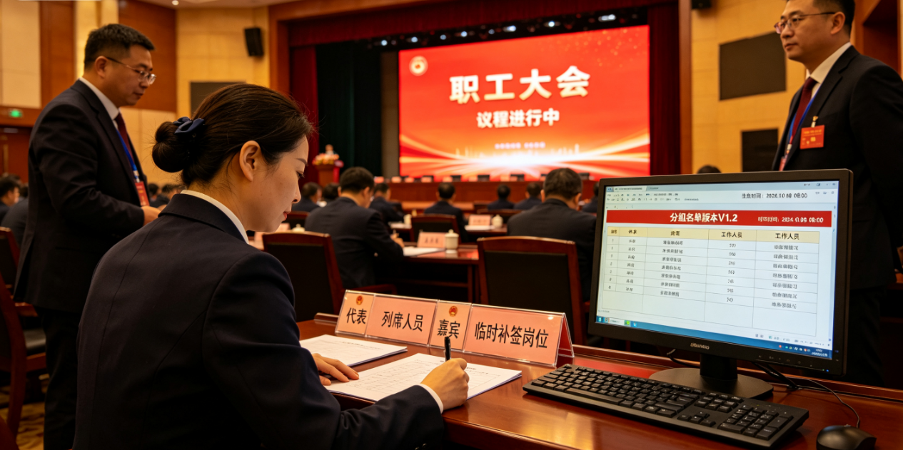 职工大会现场执行怎么更稳？名单、签到和大屏流程要先理顺