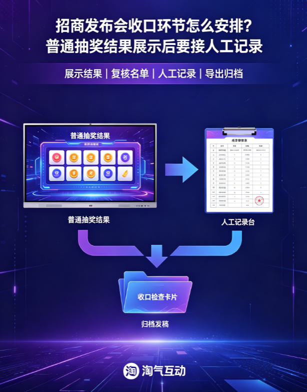 招商发布会收口环节怎么安排？普通抽奖结果展示后要接人工记录