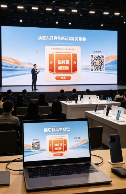 新品发布会的抽奖箱页面怎么准备？标题、二维码和结束提示要核对