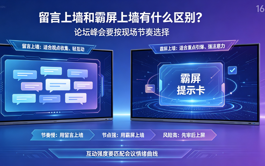 留言上墙和霸屏上墙有什么区别？论坛峰会要按现场节奏选择