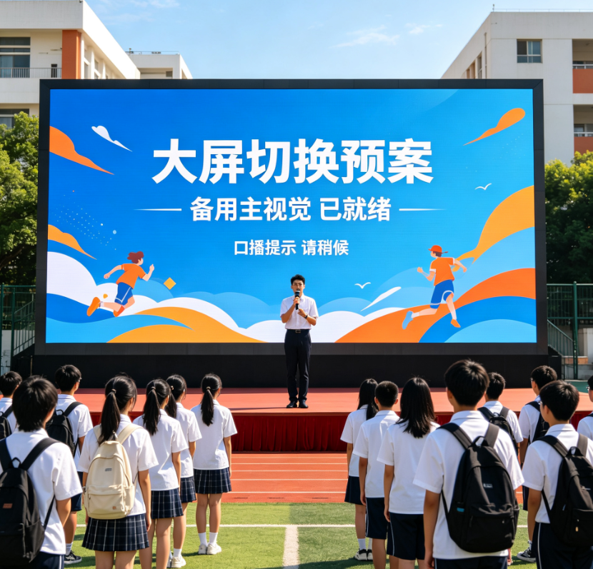 校园活动大屏切换卡住怎么办？备用主视觉和口播预案要准备