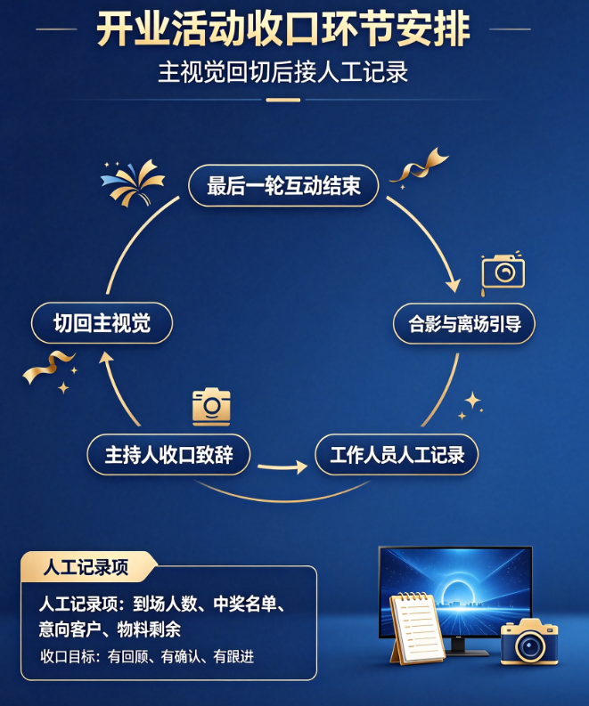 开业活动收口环节怎么安排？主视觉回切后要接人工记录