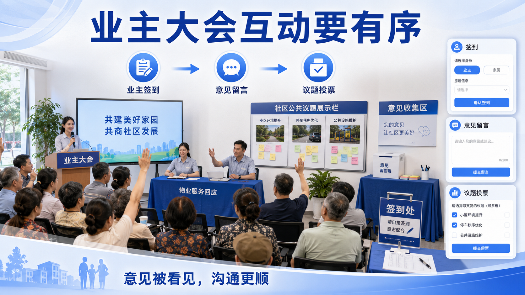 物业业主大会活跃气氛 社区线上互动系统