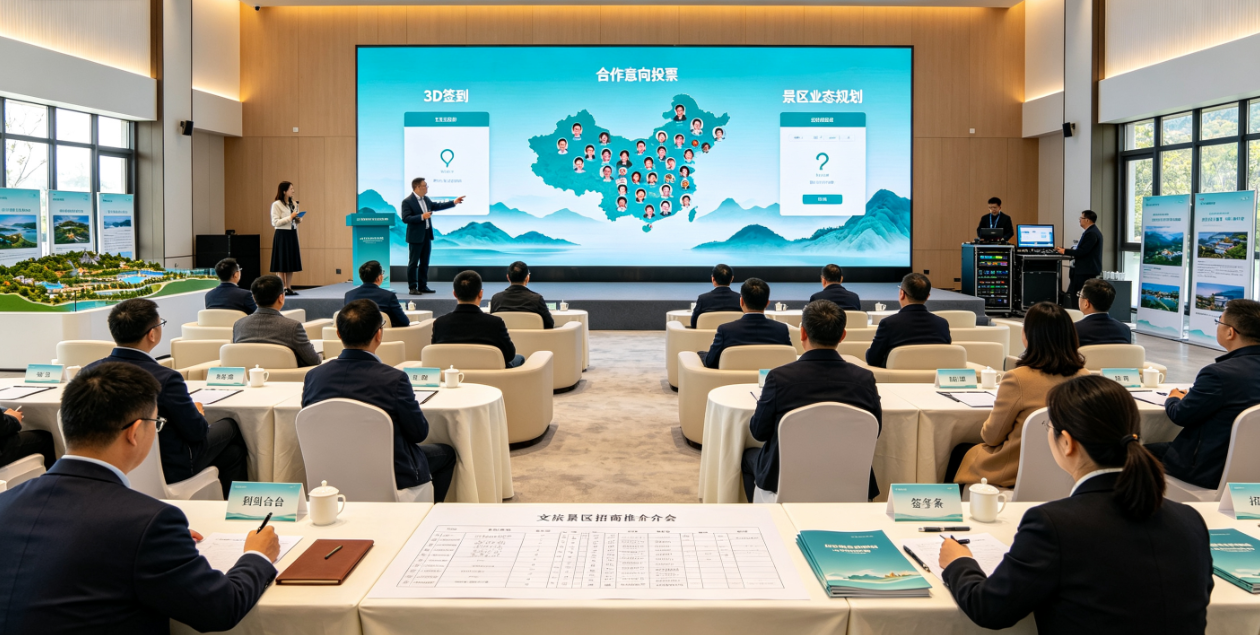 文旅景区招商推介会 3D 签到与投票互动如何推进项目合作洽谈