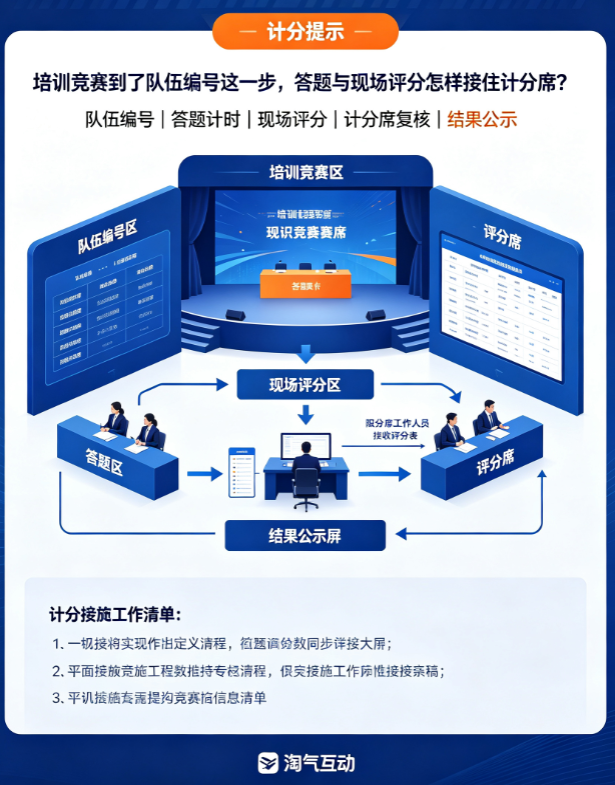 培训竞赛到了队伍编号这一步，答题与现场评分怎样接住计分席？