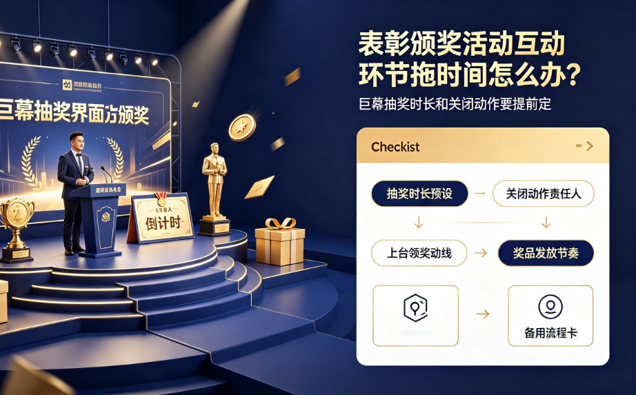 表彰颁奖活动互动环节拖时间怎么办？巨幕抽奖时长和关闭动作要提前定
