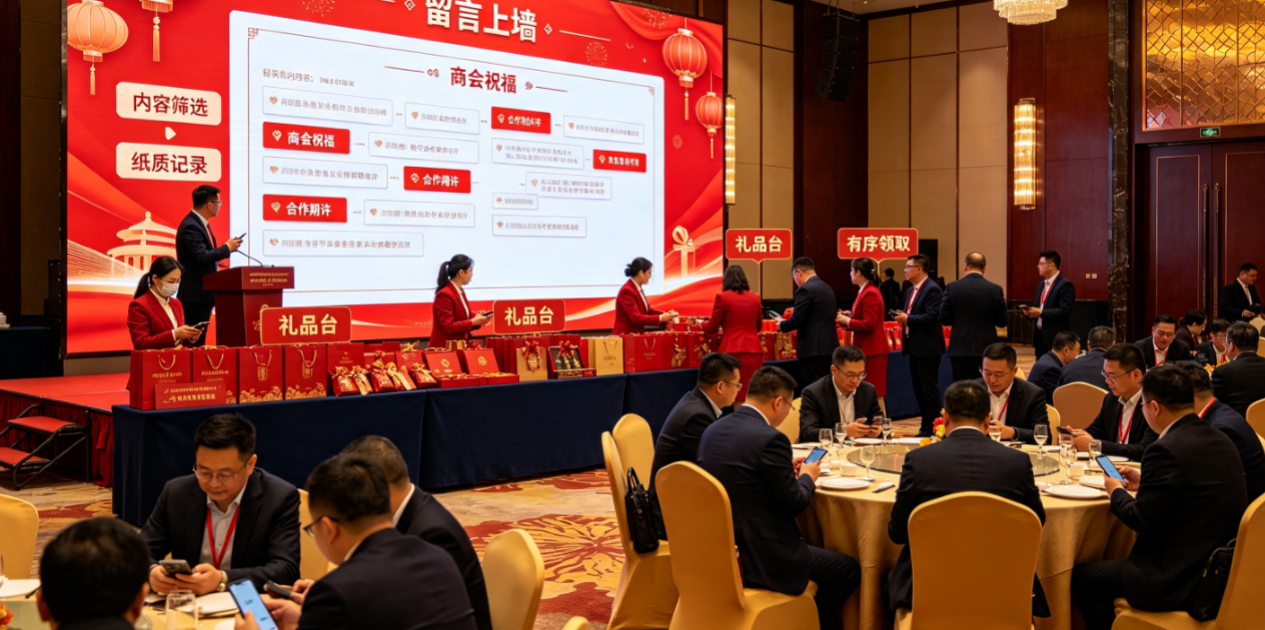 留言上墙适合放在商会年会哪个环节？礼品台怎么接住