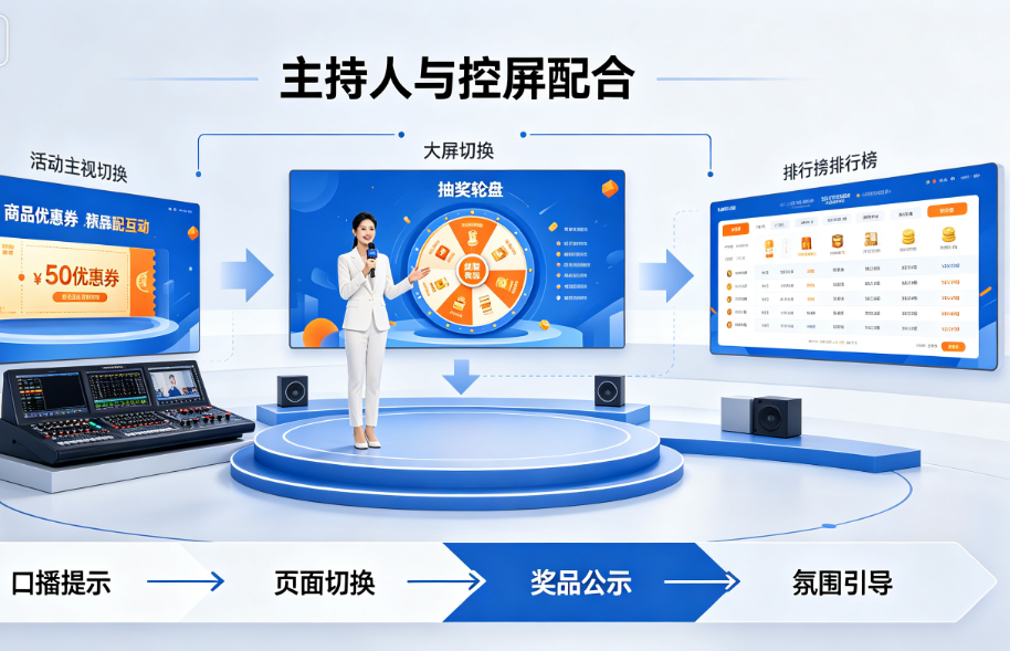 商场促销活动主持人与控屏怎么配合？大屏页面怎么切换