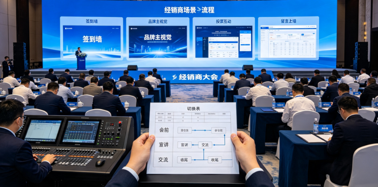 经销商大会现场互动怎么安排？大屏页面怎么切换