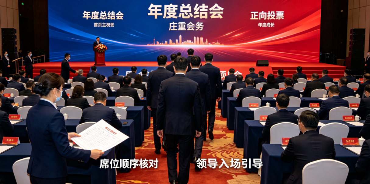 国企年会领导入场时点与席位顺序挤在一起，投票与首页应该放在哪一步？