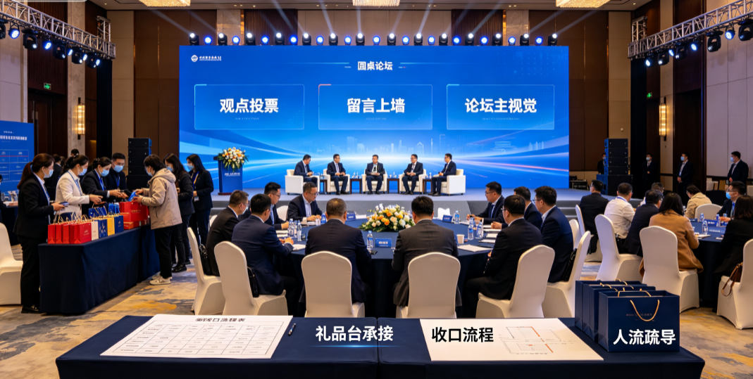  圆桌论坛收口环节怎么安排？礼品台怎么接住