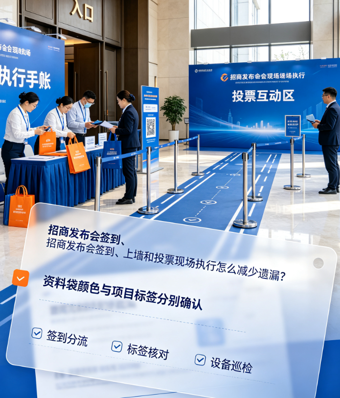 招商发布会签到、上墙和投票现场执行怎么减少遗漏？资料袋颜色与项目标签分别确认
