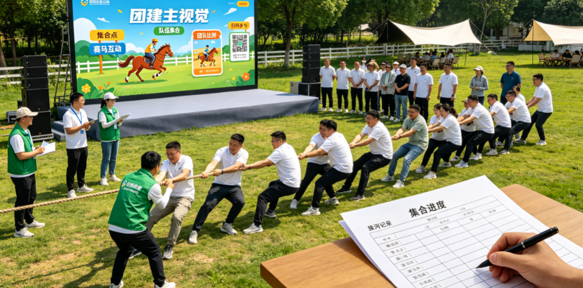 团建活动拔河与赛马怎么接进流程？从返程时间过渡到队伍集合点