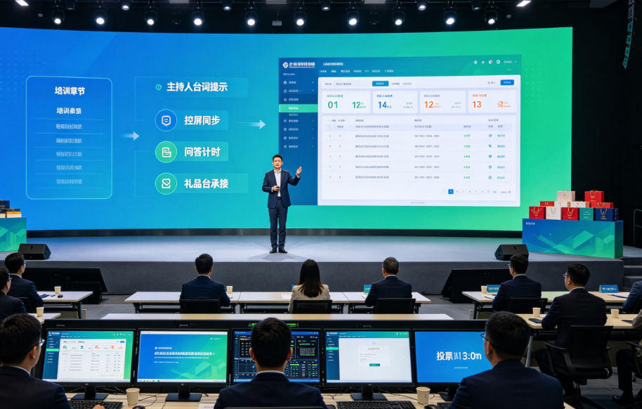 企业培训会主持人与控屏怎么配合？礼品台怎么接住