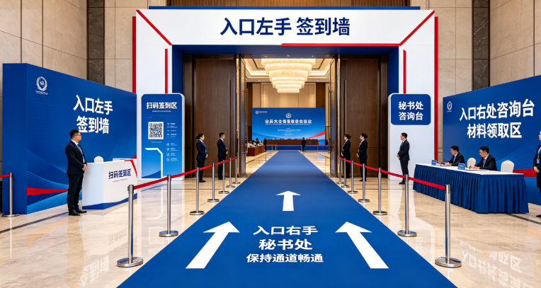 会员大会从秘书处口径转到议程顺序，签到与上墙如何不抢流程？