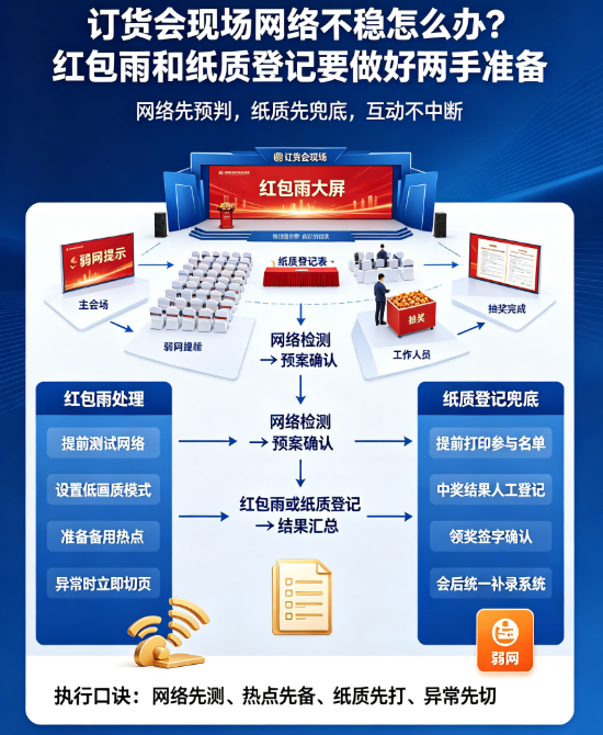 订货会现场网络不稳怎么办？红包雨和纸质登记要做好两手准备