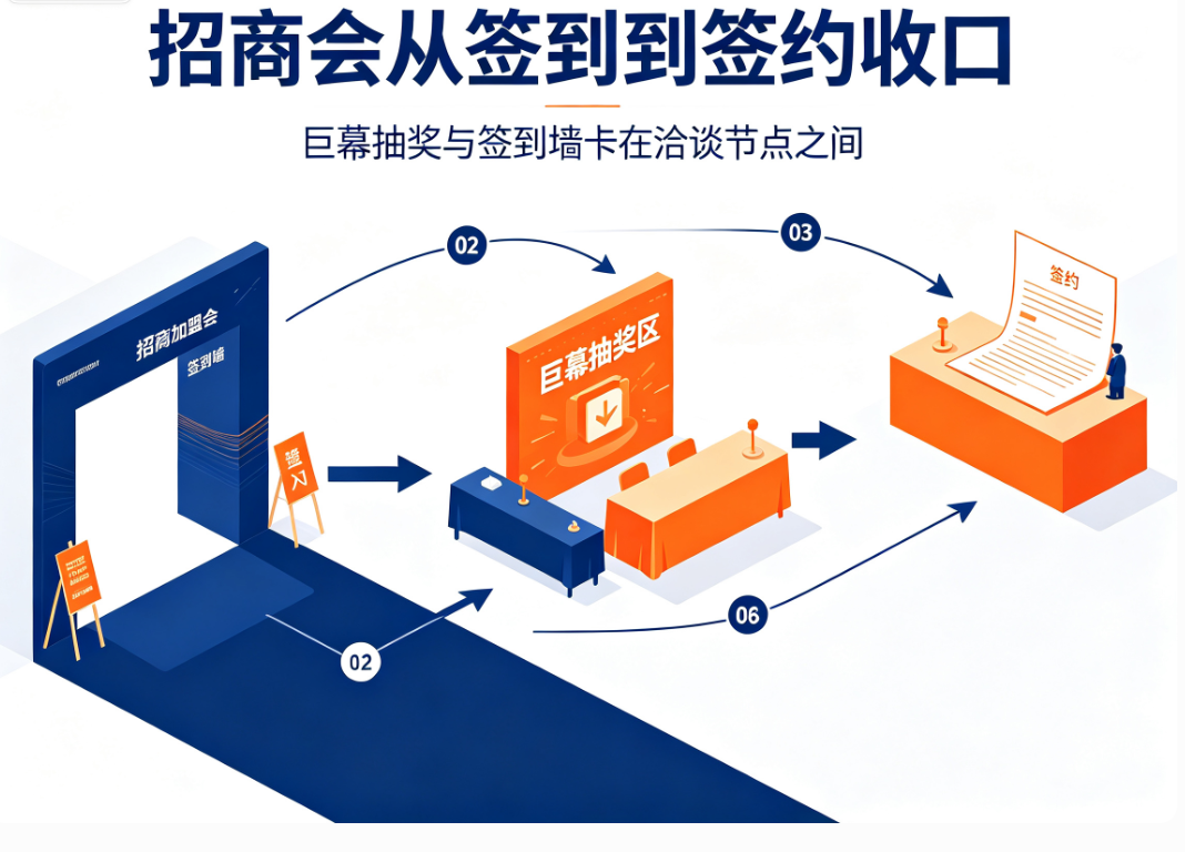 招商加盟会从签到到签约收口怎么排？巨幕抽奖和签到墙要卡在洽谈节点之间