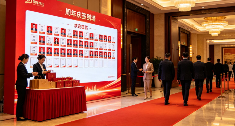  周年庆活动签到墙和3D签到怎么选？礼品台怎么接住