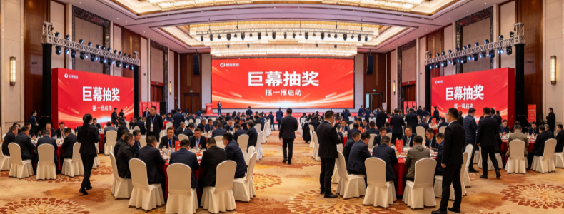  商会年会暖场用巨幕抽奖还是摇一摇启动？看嘉宾是坐着还是站着