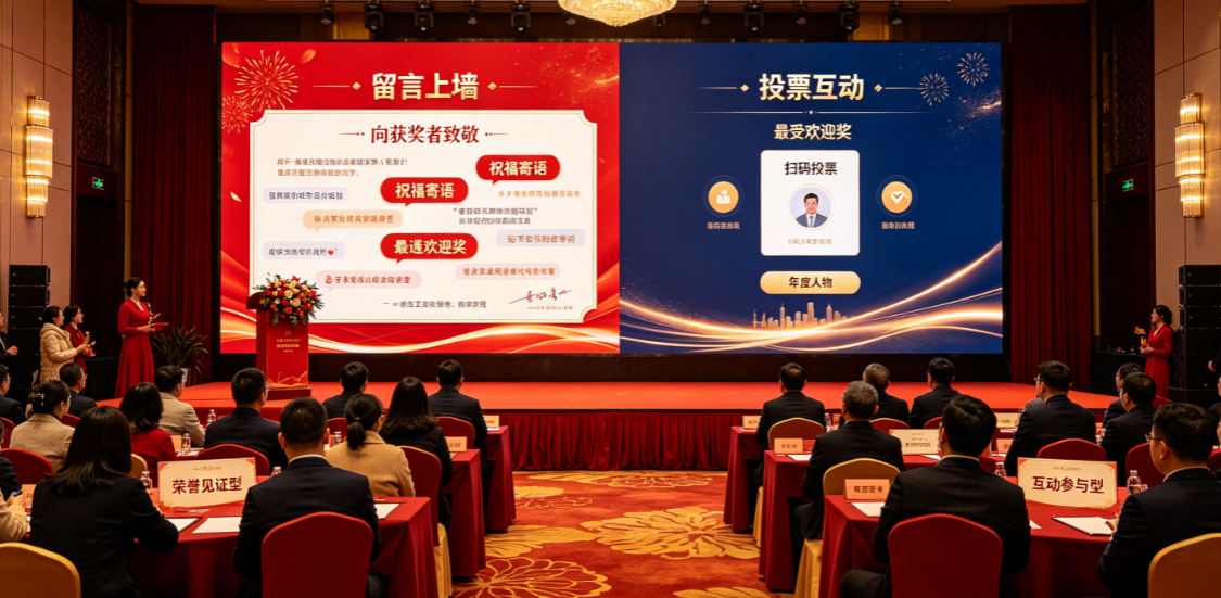 表彰颁奖活动用留言上墙还是投票？先看观众是来见证荣誉还是来参与互动