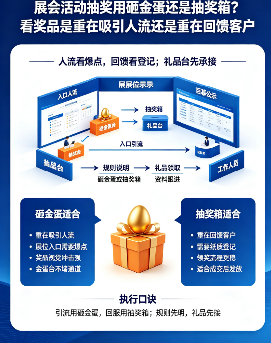 展会活动抽奖用砸金蛋还是抽奖箱？看奖品是重在吸引人流还是重在回馈客户
