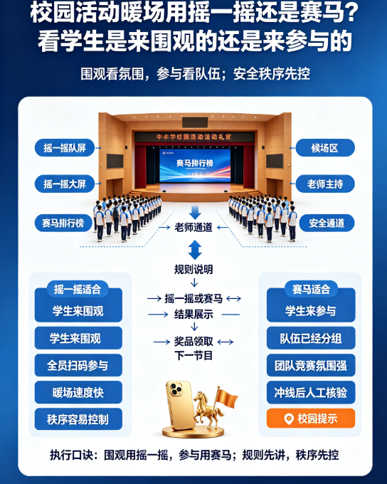 校园活动暖场用摇一摇还是赛马？看学生是来围观的还是来参与的